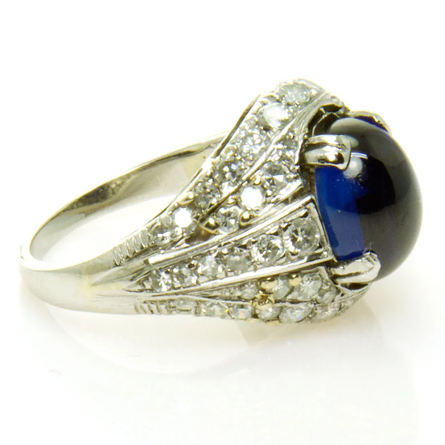 Art Deco 5.73ct Sapphire & Diamond Ring