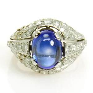 Art Deco 5.73ct Sapphire & Diamond Ring