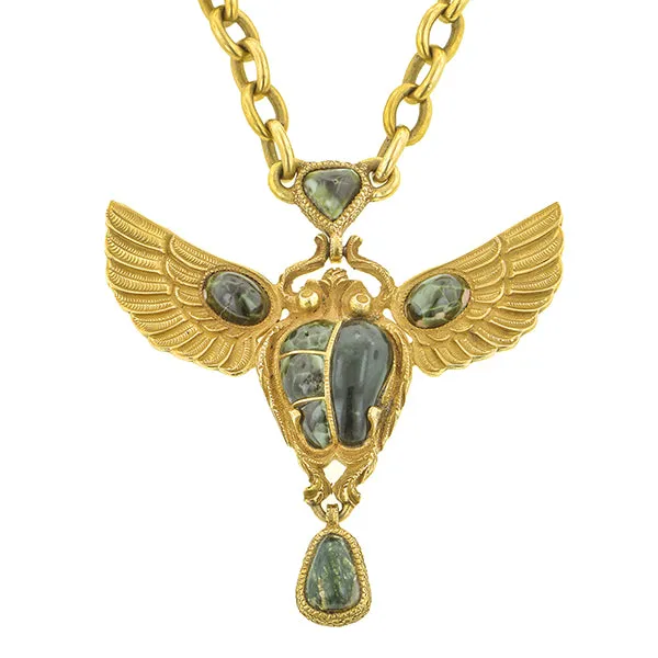 Art Deco Egyptian Revival Scarab Necklace