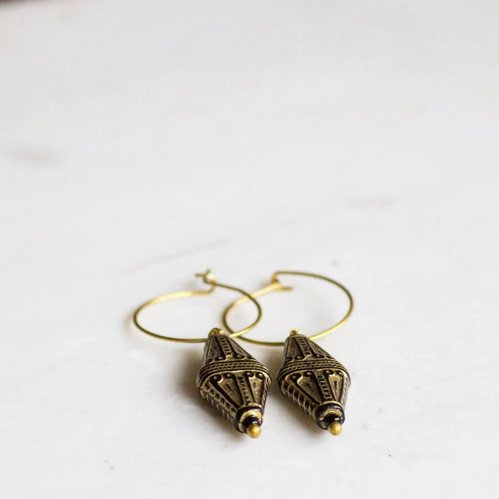 Art Deco Style Gold Hoop Earrings