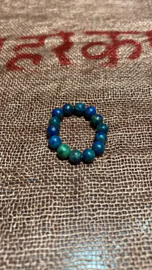 Azurite-Malachite Beaded Ring