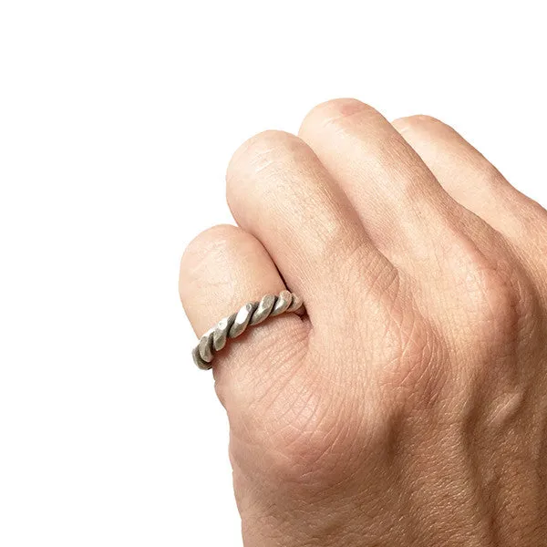 Basic Twist Sterling Silver Adjustable Ring