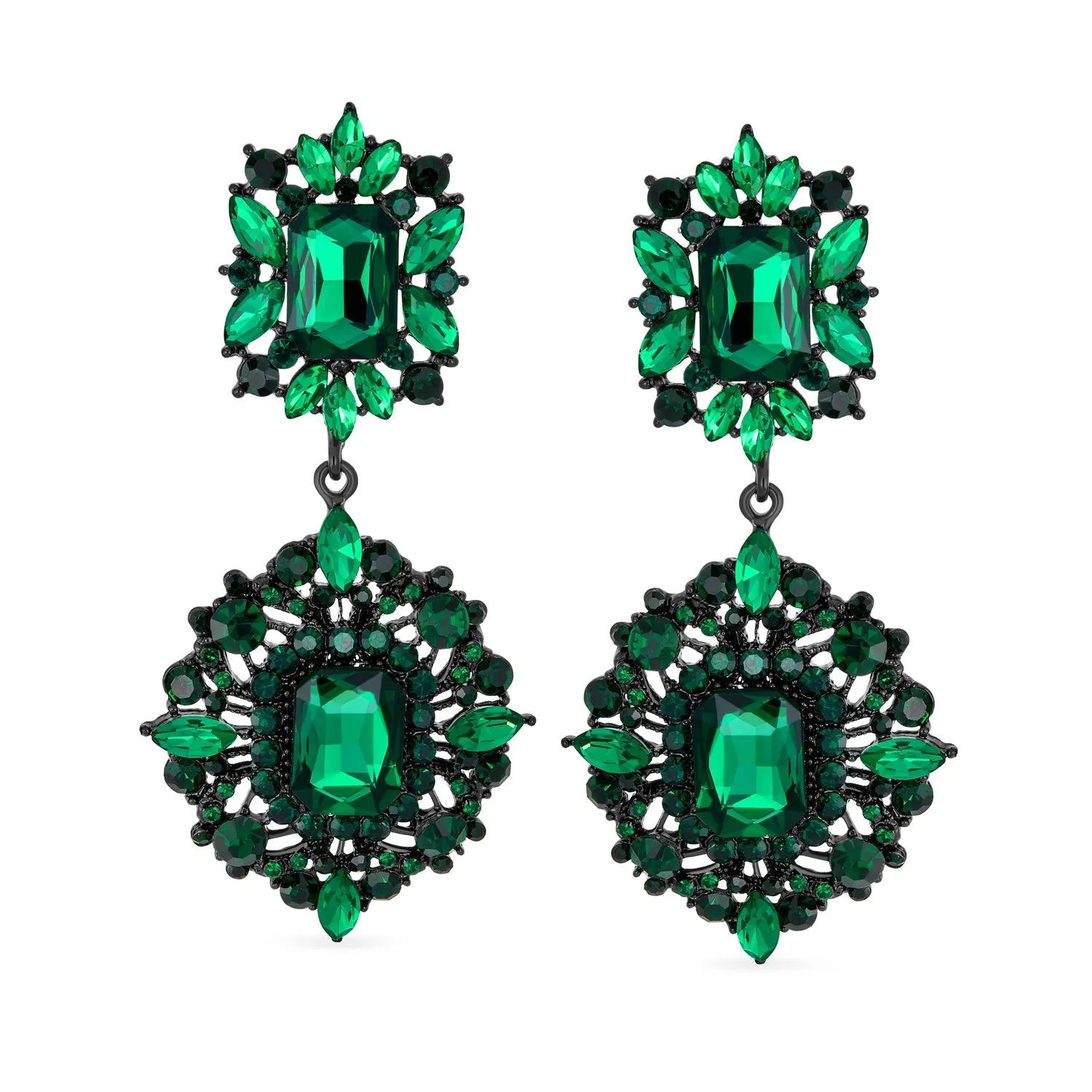 BIG Statement Crystal Art Deco Vintage Style Chandelier Earrings