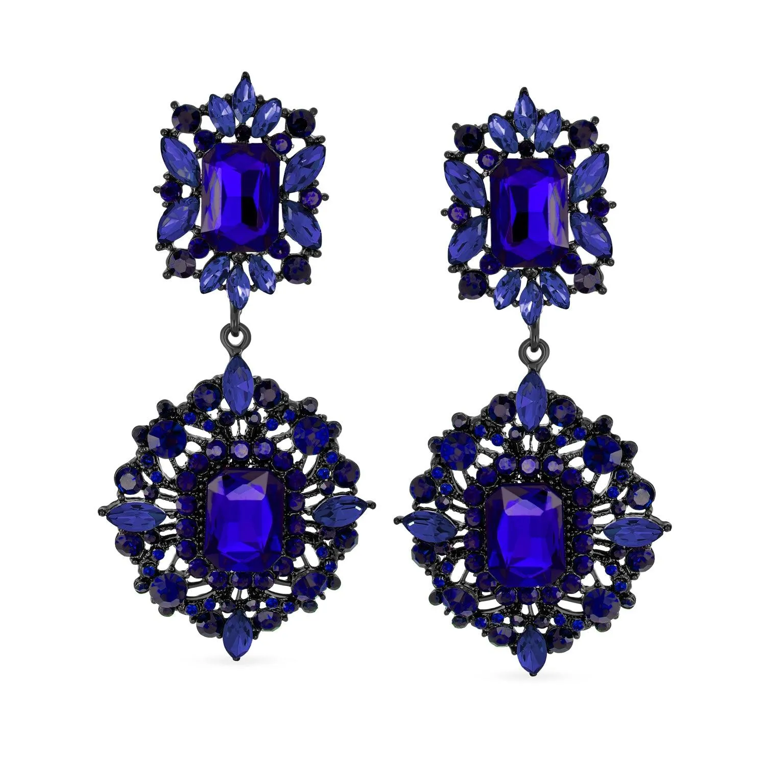 BIG Statement Crystal Art Deco Vintage Style Chandelier Earrings