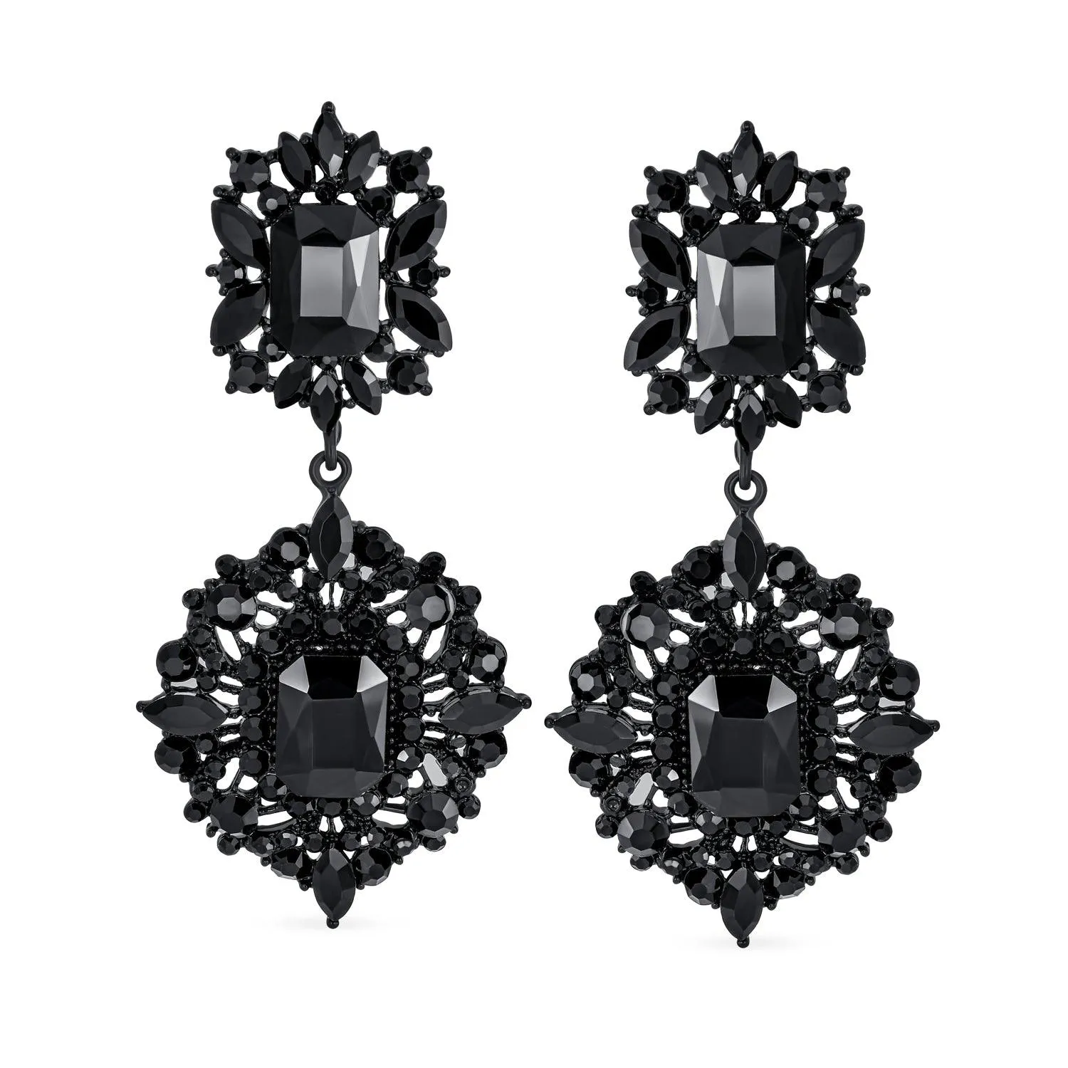 BIG Statement Crystal Art Deco Vintage Style Chandelier Earrings