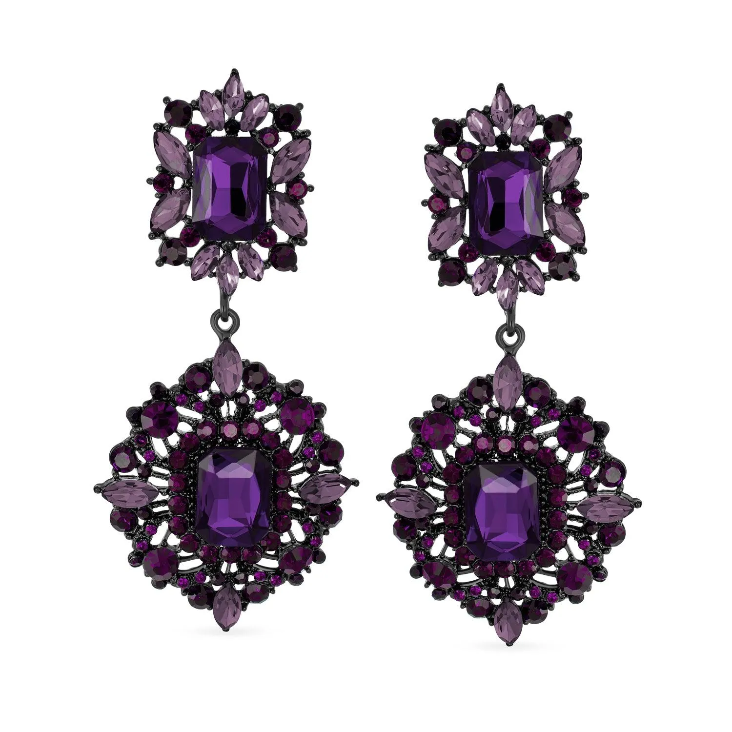 BIG Statement Crystal Art Deco Vintage Style Chandelier Earrings