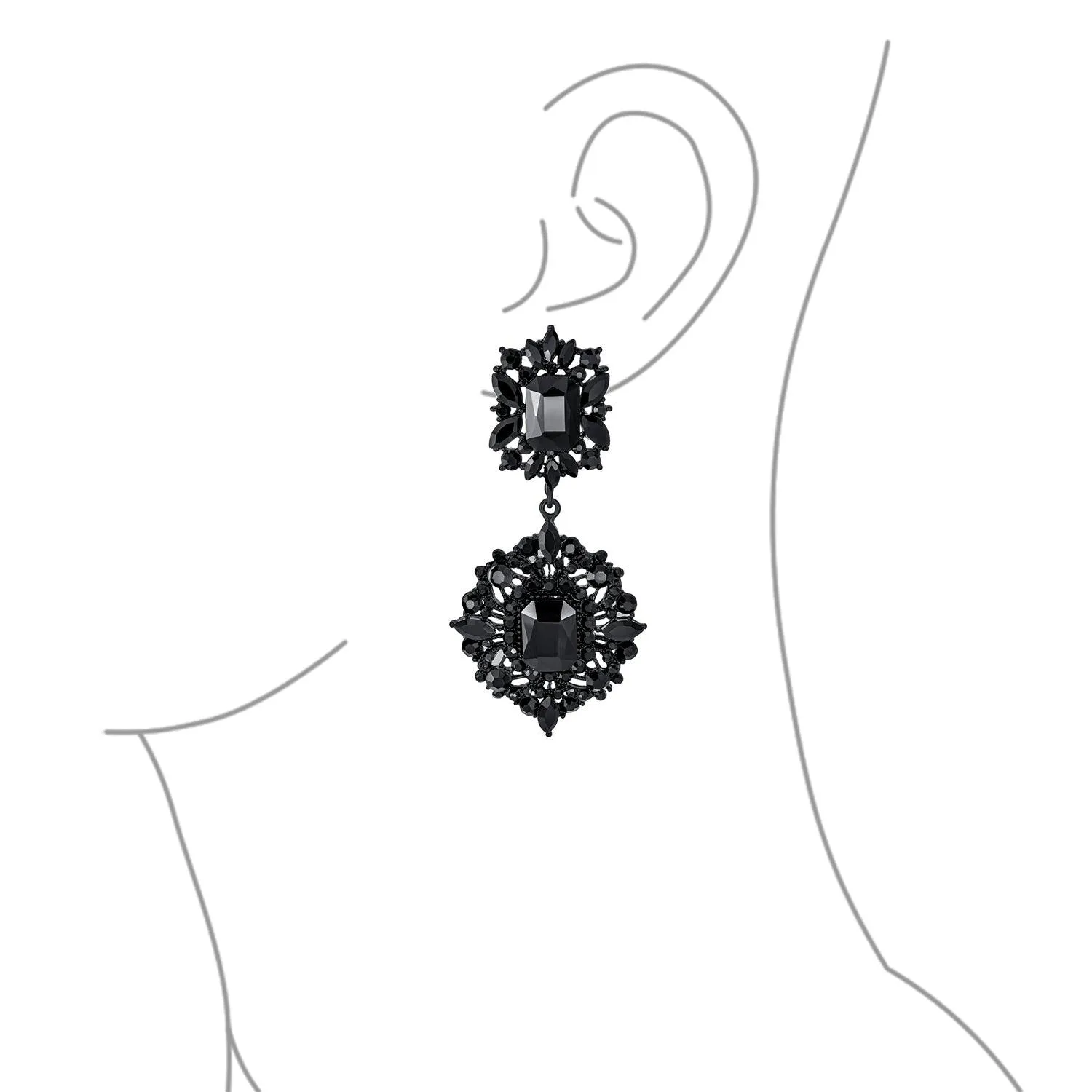 BIG Statement Crystal Art Deco Vintage Style Chandelier Earrings