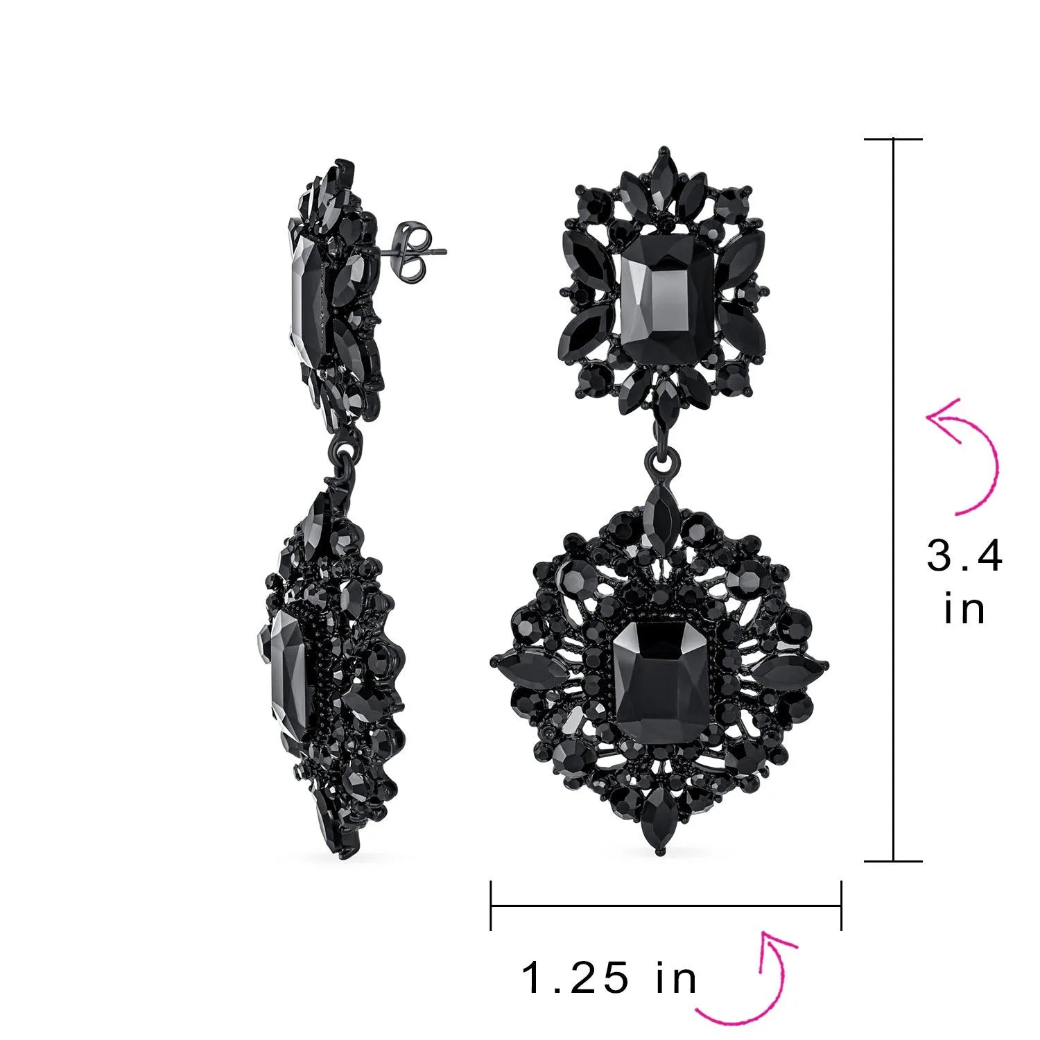 BIG Statement Crystal Art Deco Vintage Style Chandelier Earrings