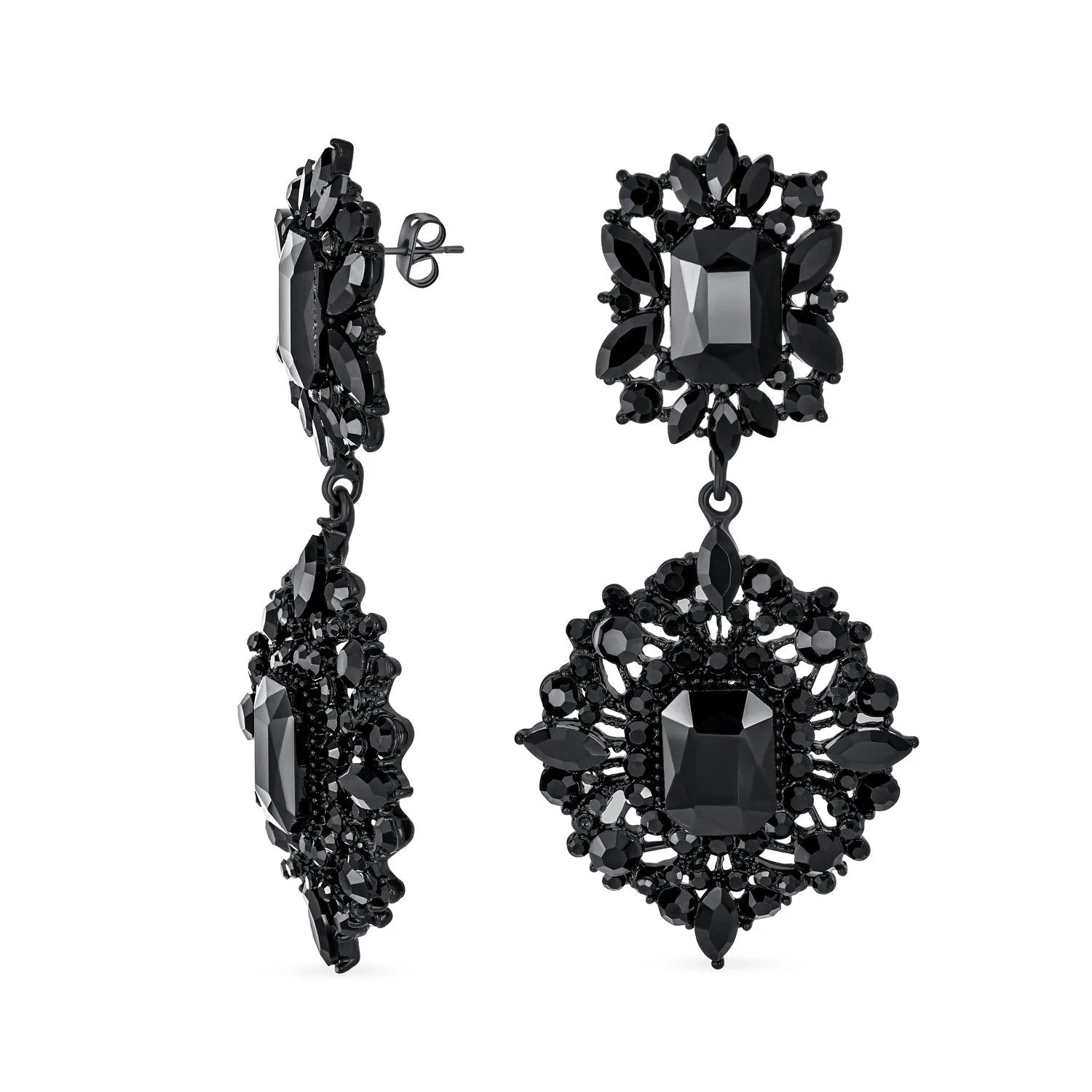 BIG Statement Crystal Art Deco Vintage Style Chandelier Earrings