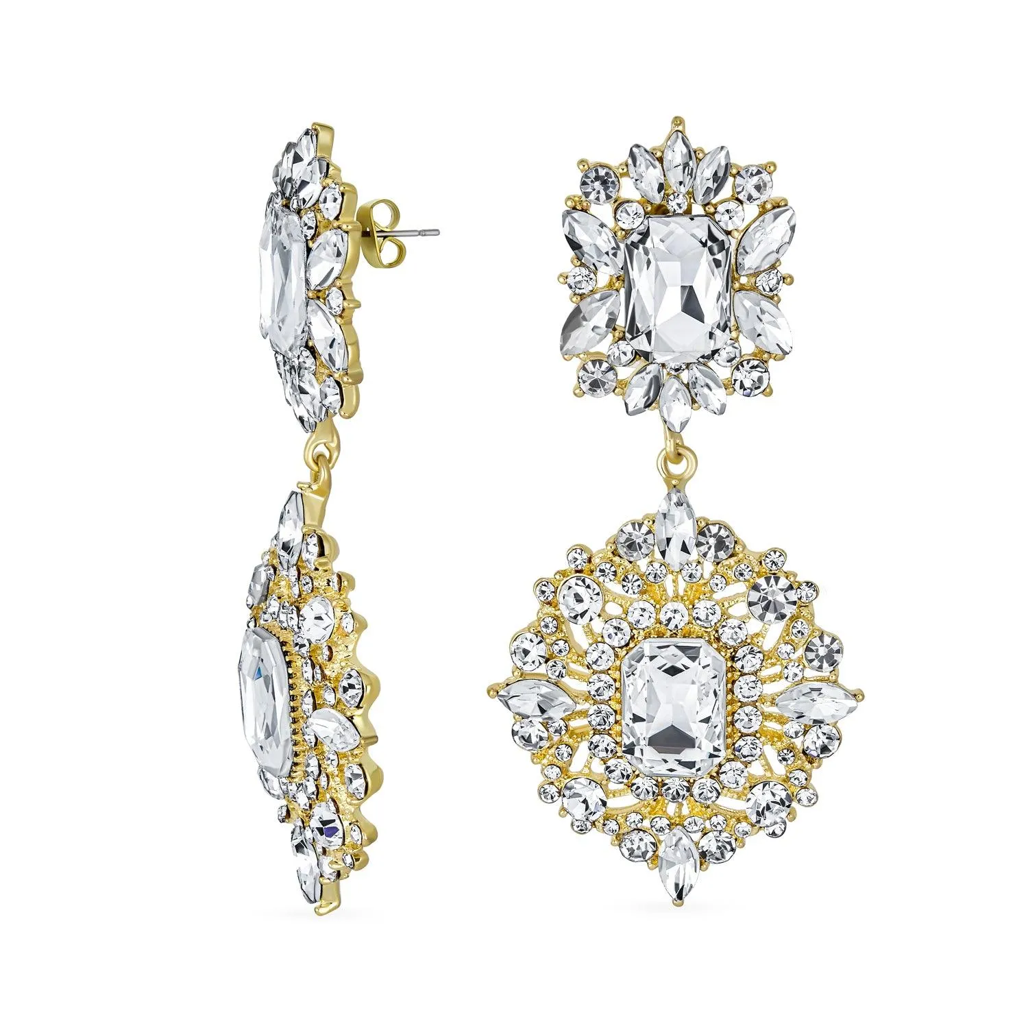 BIG Statement Crystal Art Deco Vintage Style Chandelier Earrings