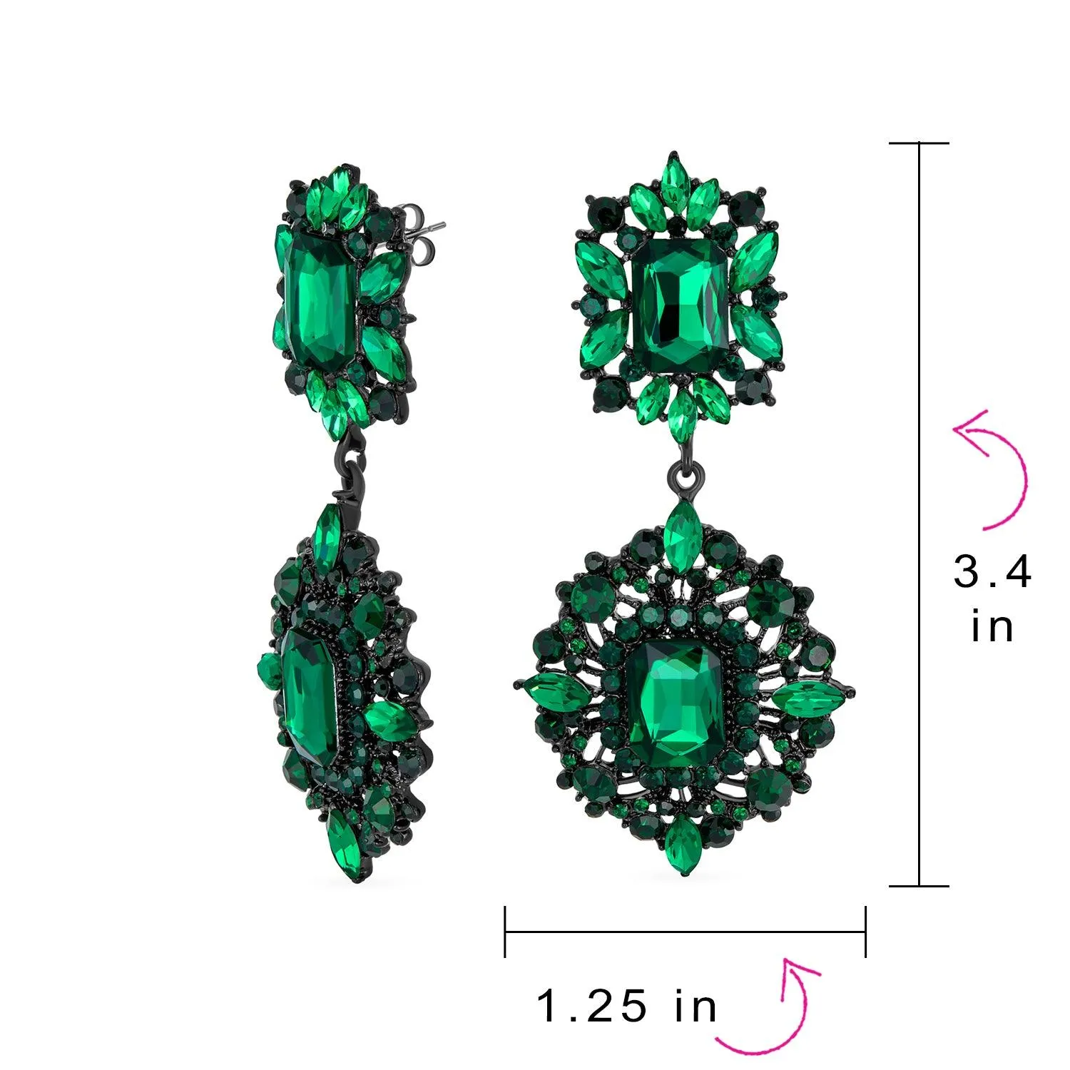 BIG Statement Crystal Art Deco Vintage Style Chandelier Earrings