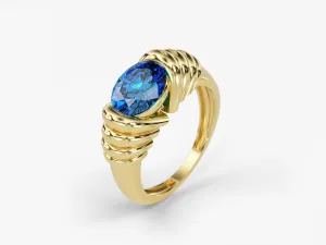 Bold Birthstone Ring in 14k Solid Gold