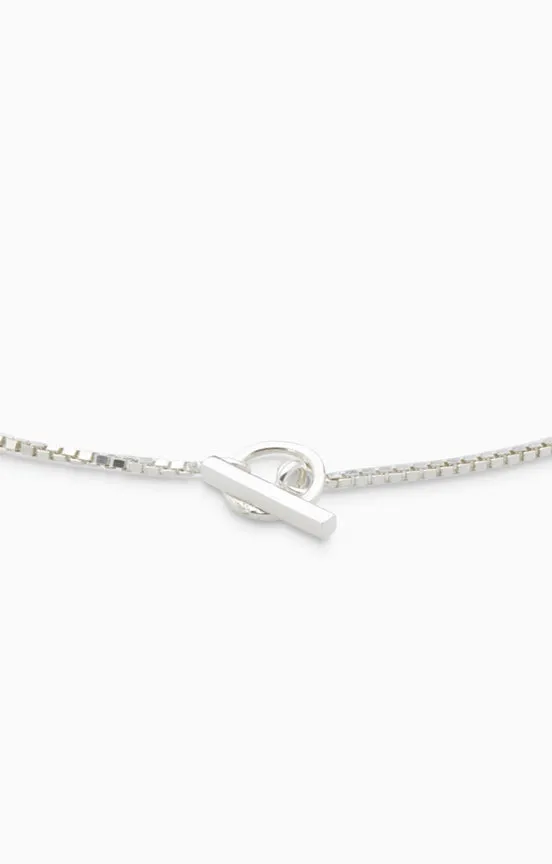 Box Chain Fob Necklace  | Silver