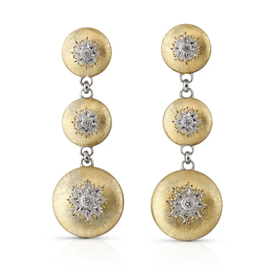 Buccellati - Macri Classica - Drop Earrings with Diamonds, 18k Yellow and White Gold