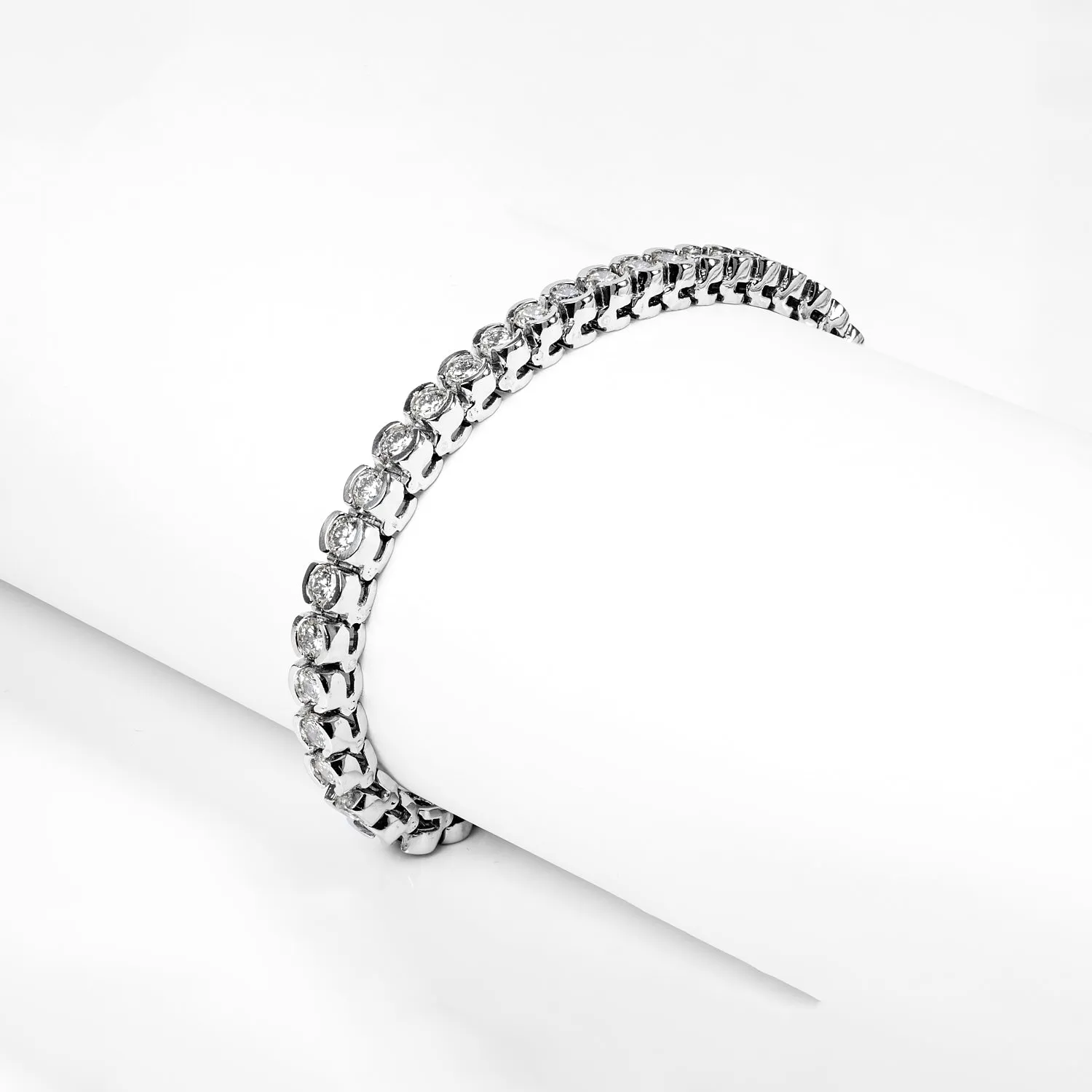 Cecelia 7 Carat Round Brilliant Single Row Diamond Tennis Bracelet in Platinum By Mike Nekta