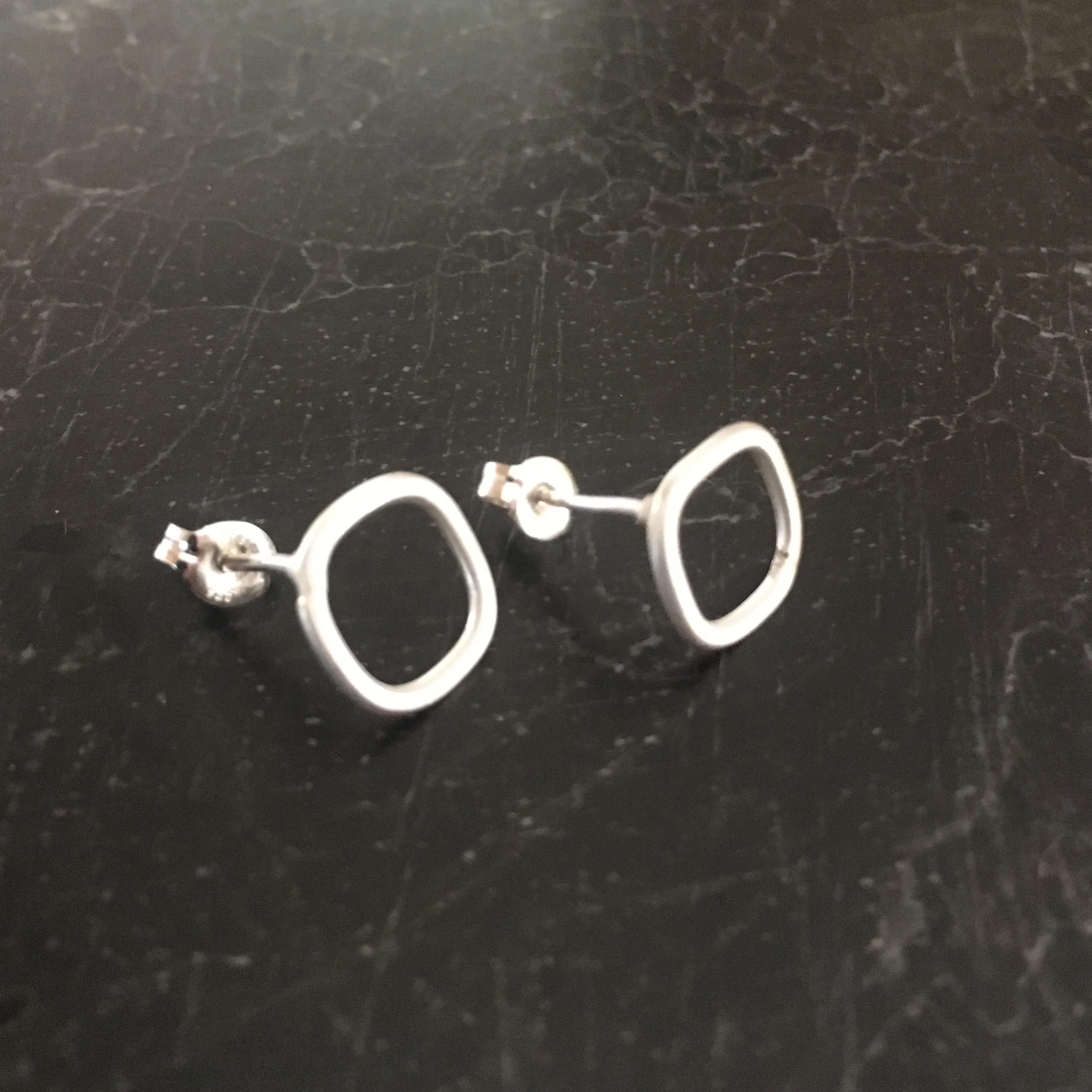 Circle Link Fine Silver Stud Earrings