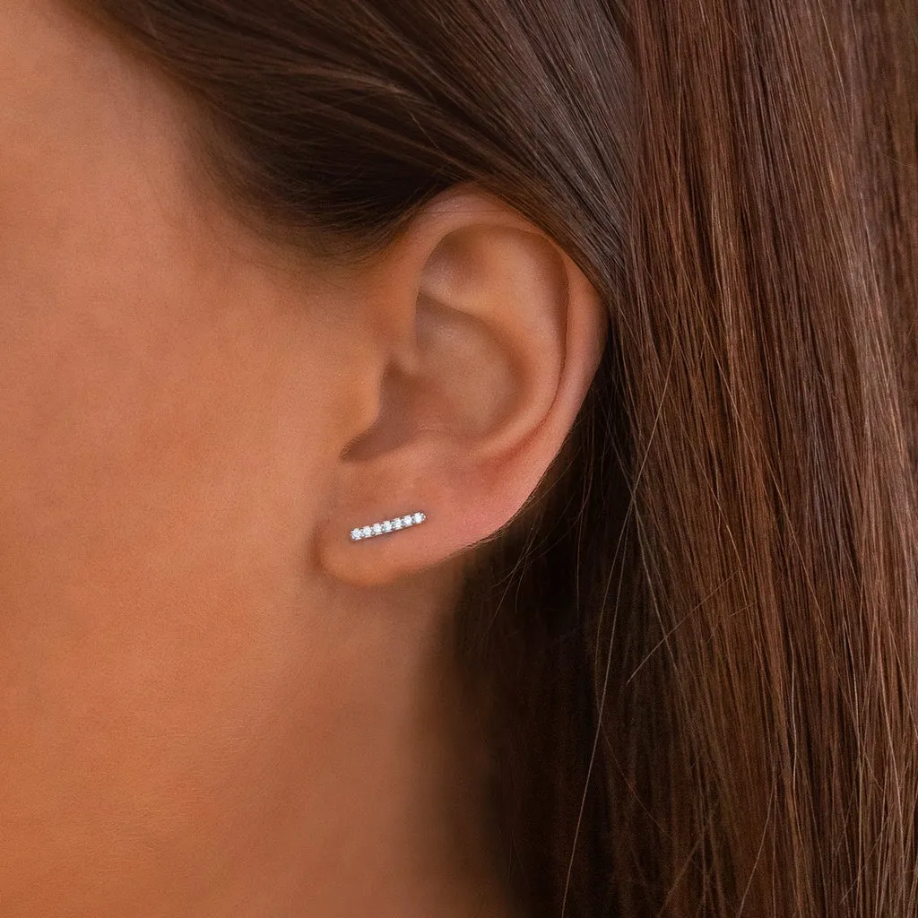 CZ PAVE BAR STUDS | SILVER