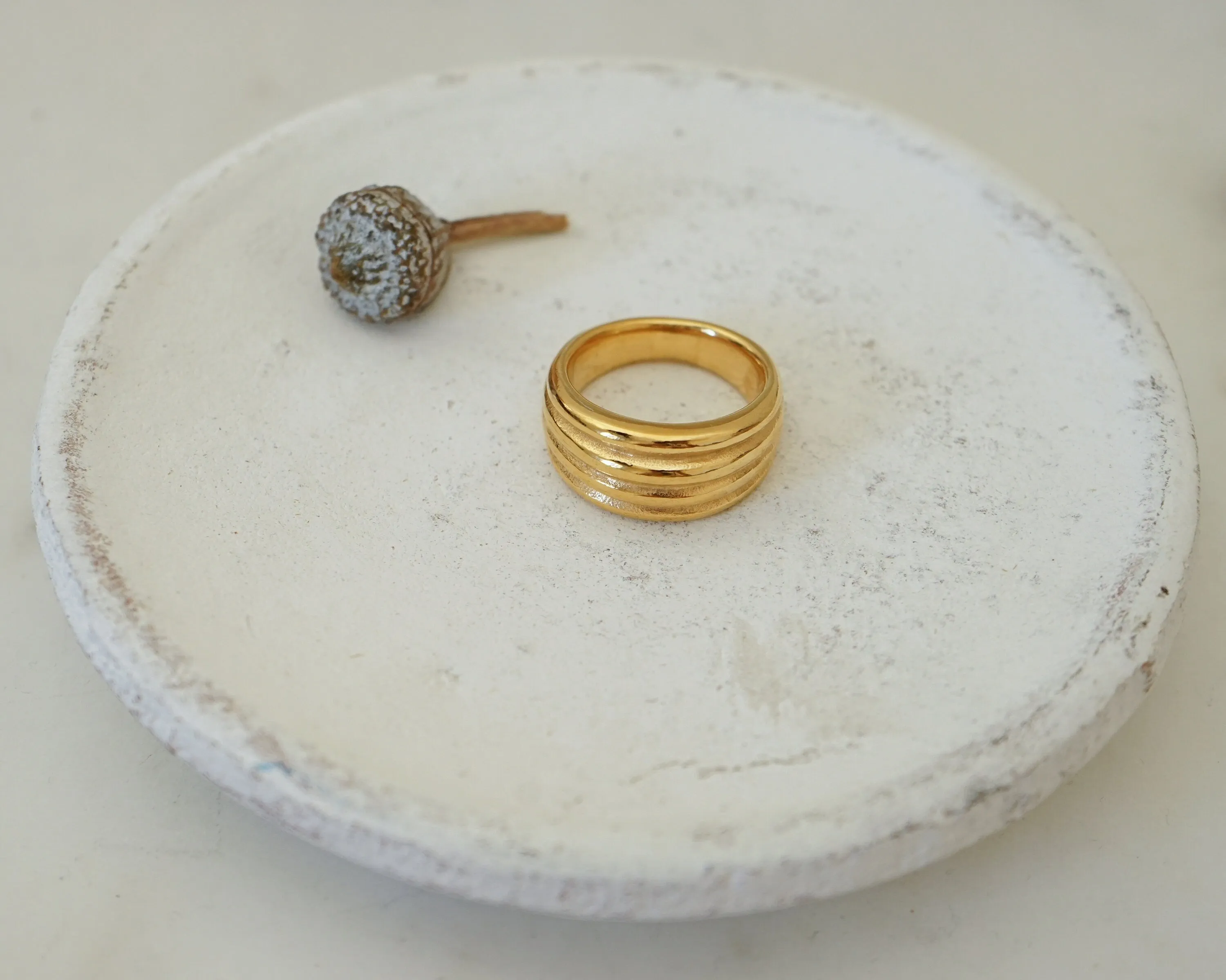 Dainty Gold Braided Soft Dome Ring Chunky Croissant Ring