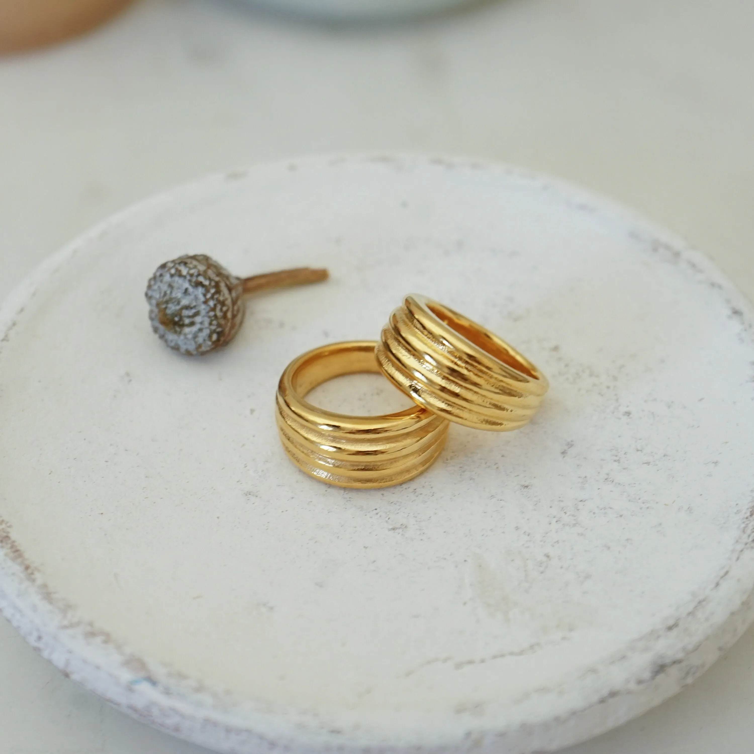 Dainty Gold Braided Soft Dome Ring Chunky Croissant Ring