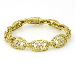 Designs Unlimited Women's Diamond Fancy Openwork Flower Link Bracelet in 18k Gold