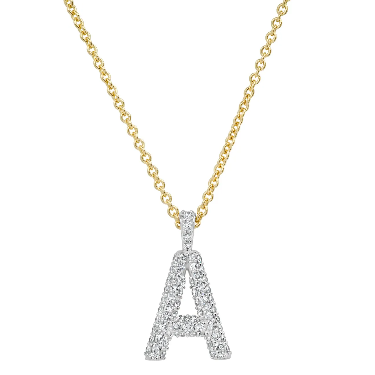 Diamond Puffy Initial Necklace