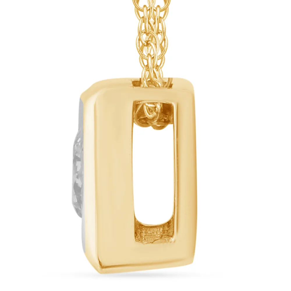 Diamond Set Bezel Cushion Necklace in 9ct Yellow Gold