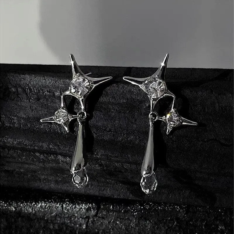 Diamond Starburst Dangle Earrings