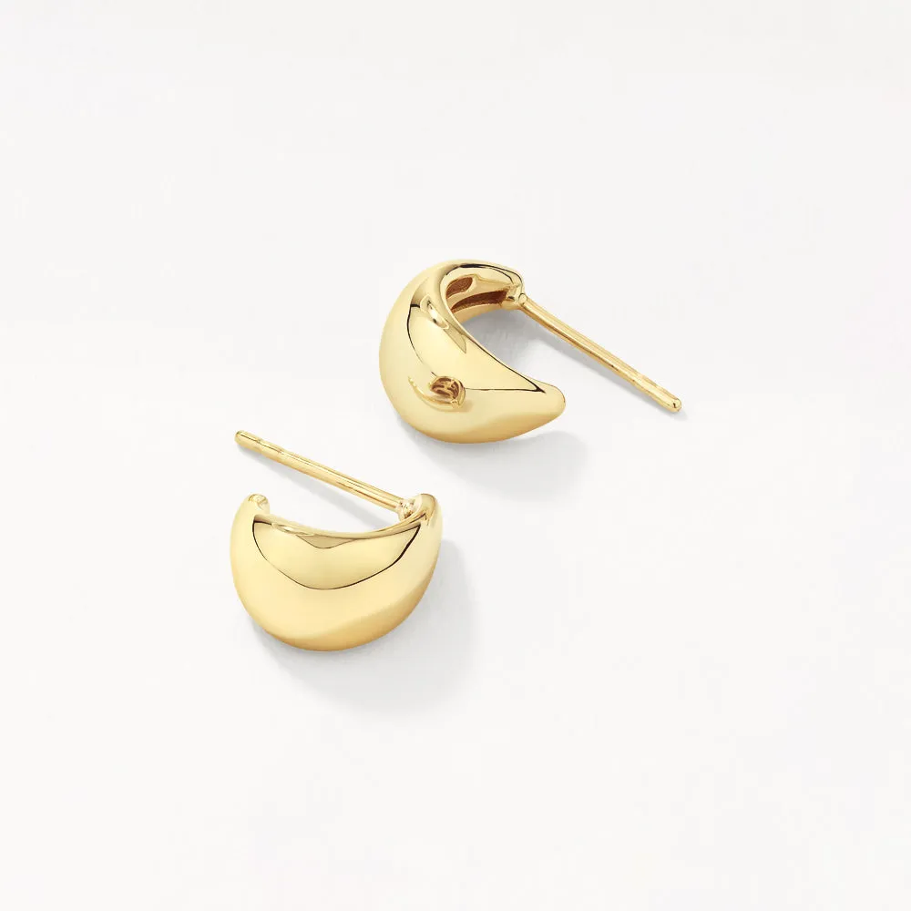 Dome Huggie Stud Earrings in 10k Gold