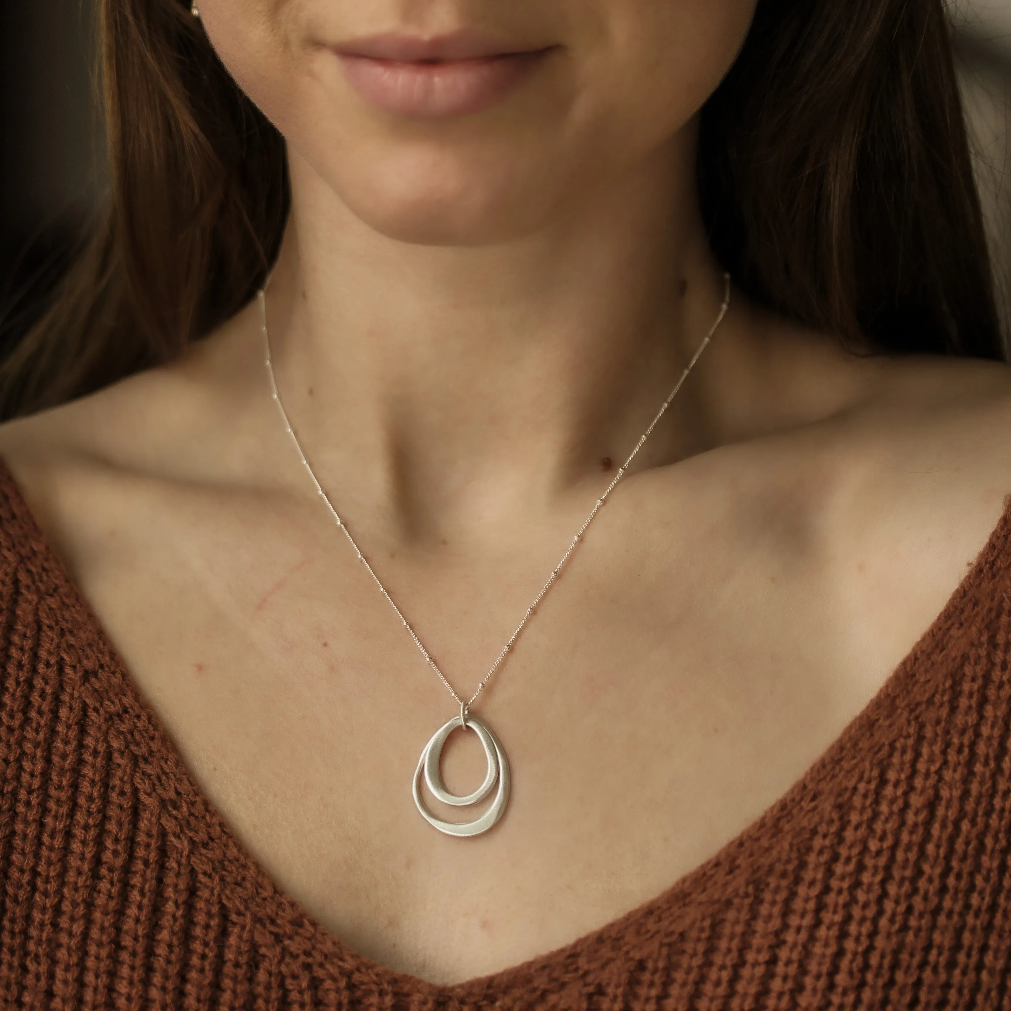 Double Organic Teardrop Necklace