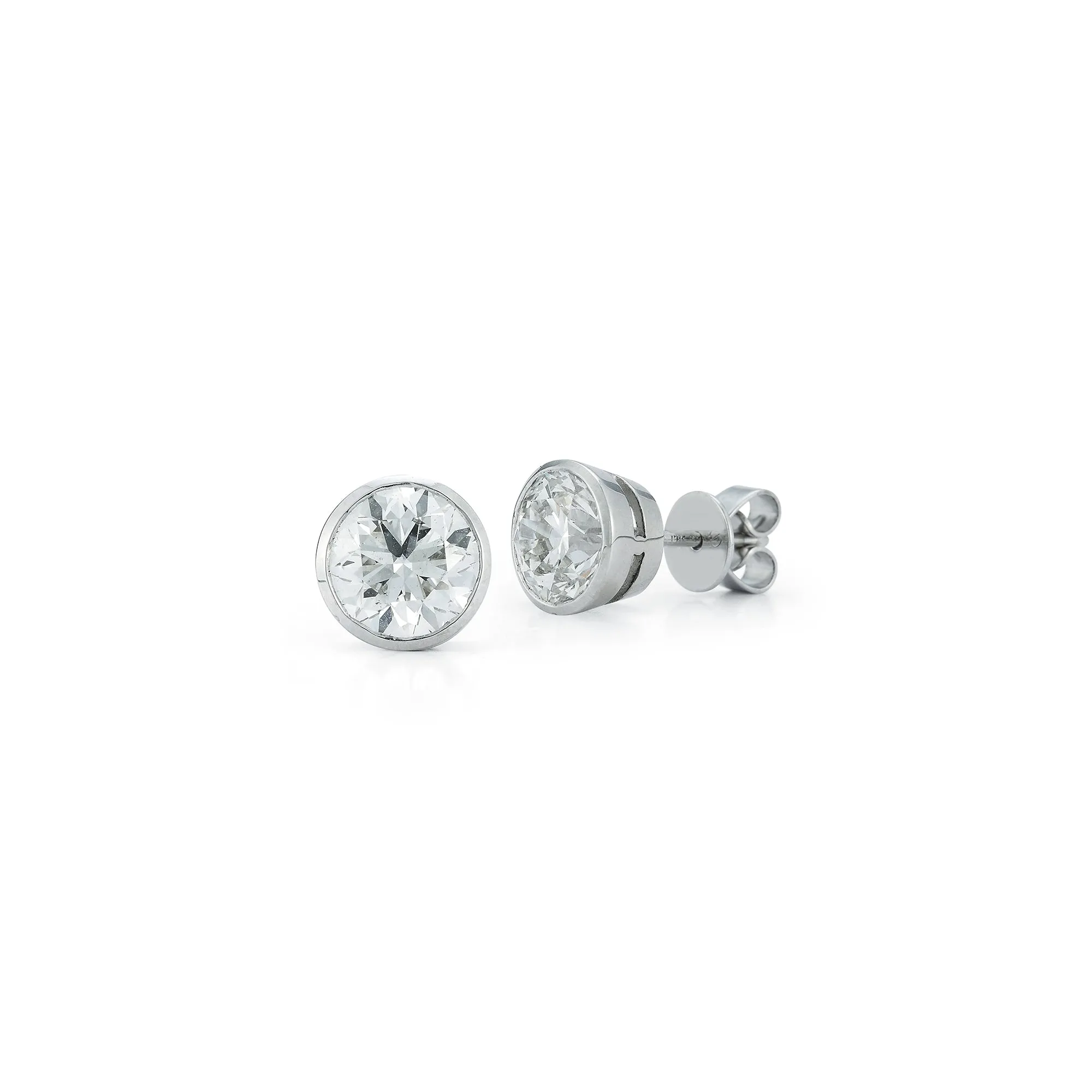 DRD Round Bezel Set Solitaire Studs 2.40 Ct. Total Weight