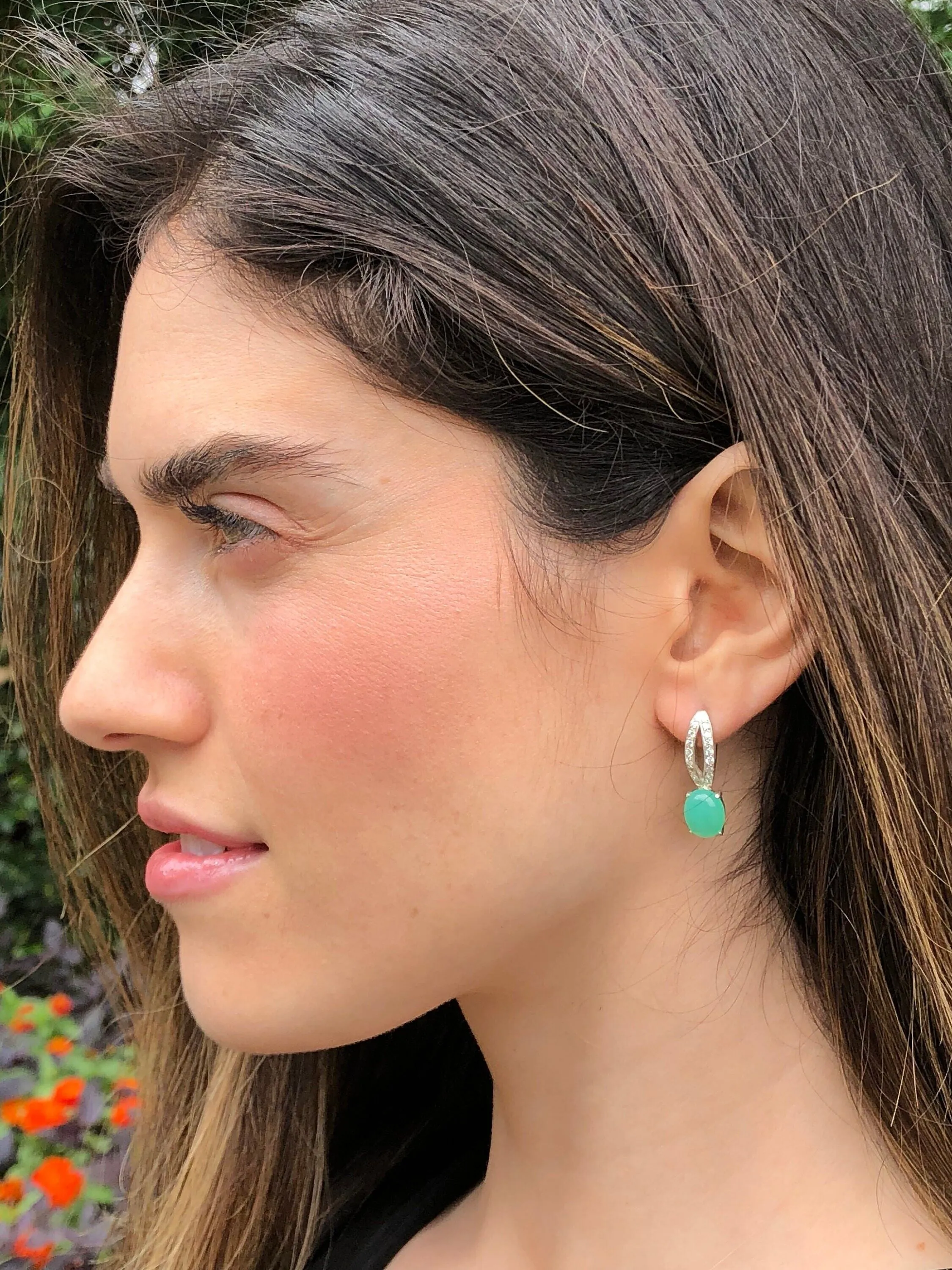 Drop Emerald Earrings - Long Green Earrings - Unique Oval Earrings