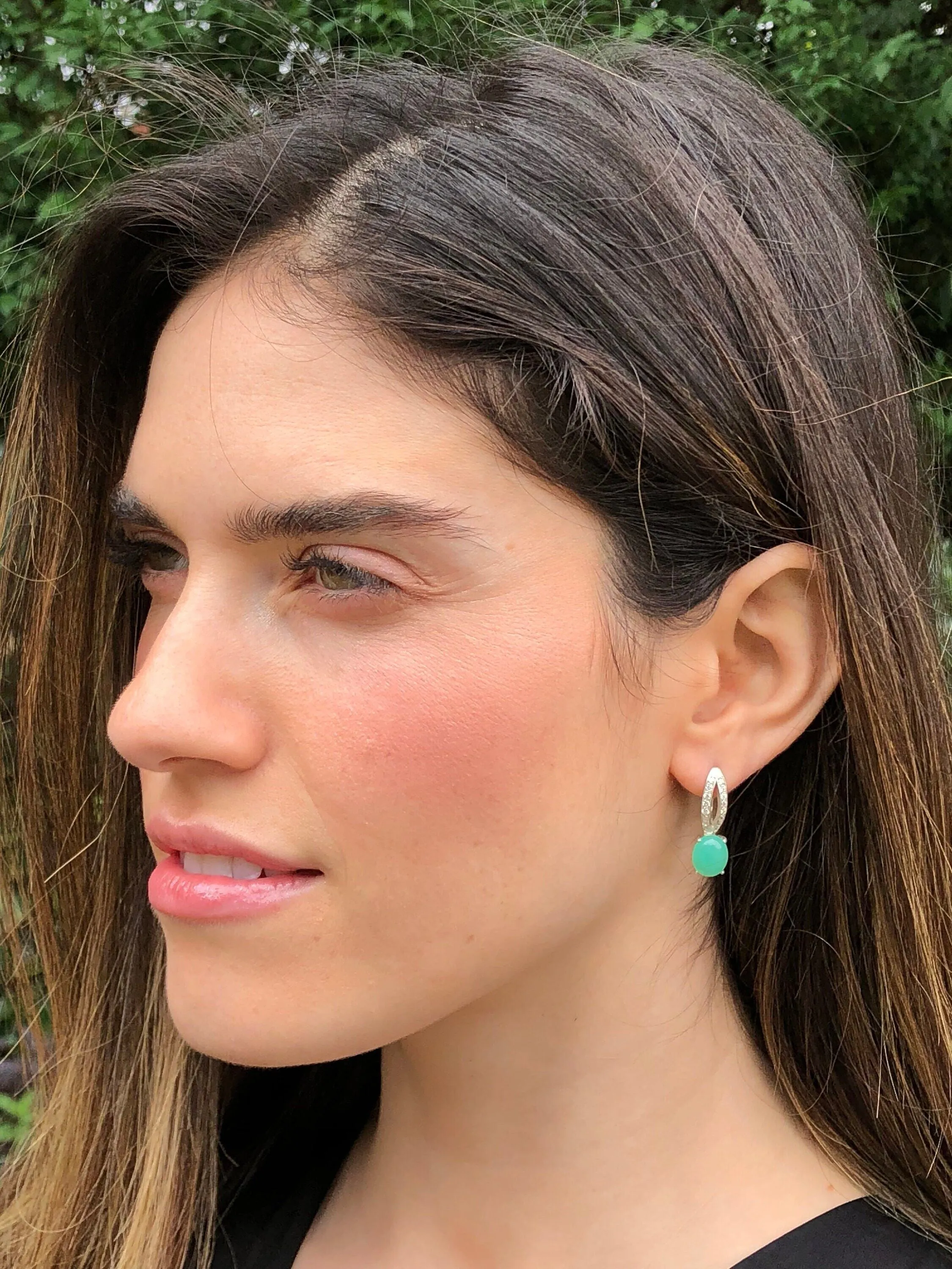 Drop Emerald Earrings - Long Green Earrings - Unique Oval Earrings