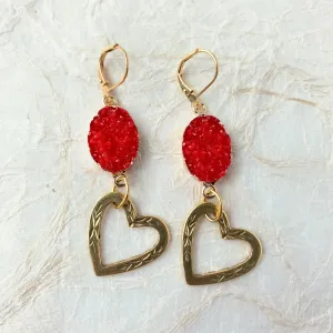 Druzy Crystal Heart Earrings