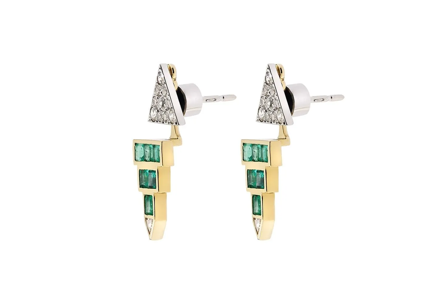 Emerald Pyramid Studs