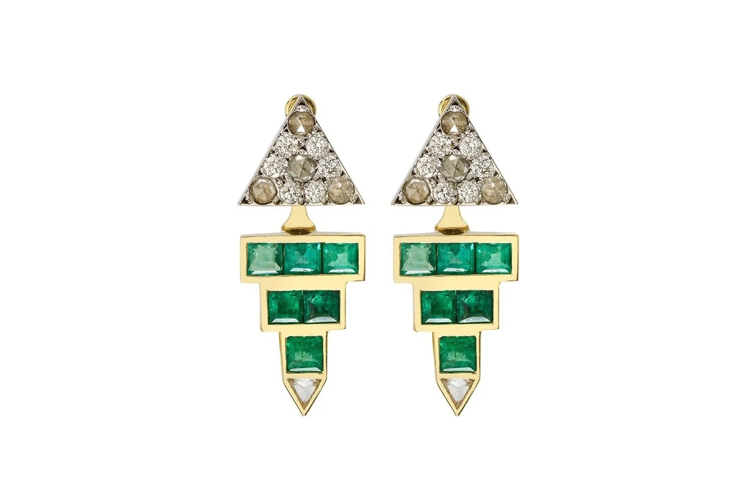 Emerald Pyramid Studs