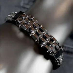 Ernesto Stainless Steel & Leather Watchband Bracelet