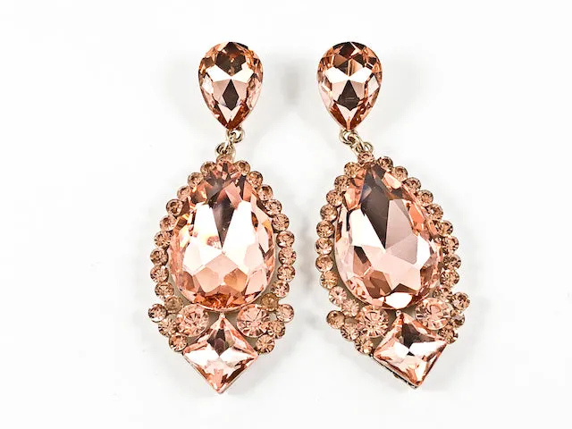 Fancy Stylish Unique Drop Pattern Pink Color Fashion Earrings