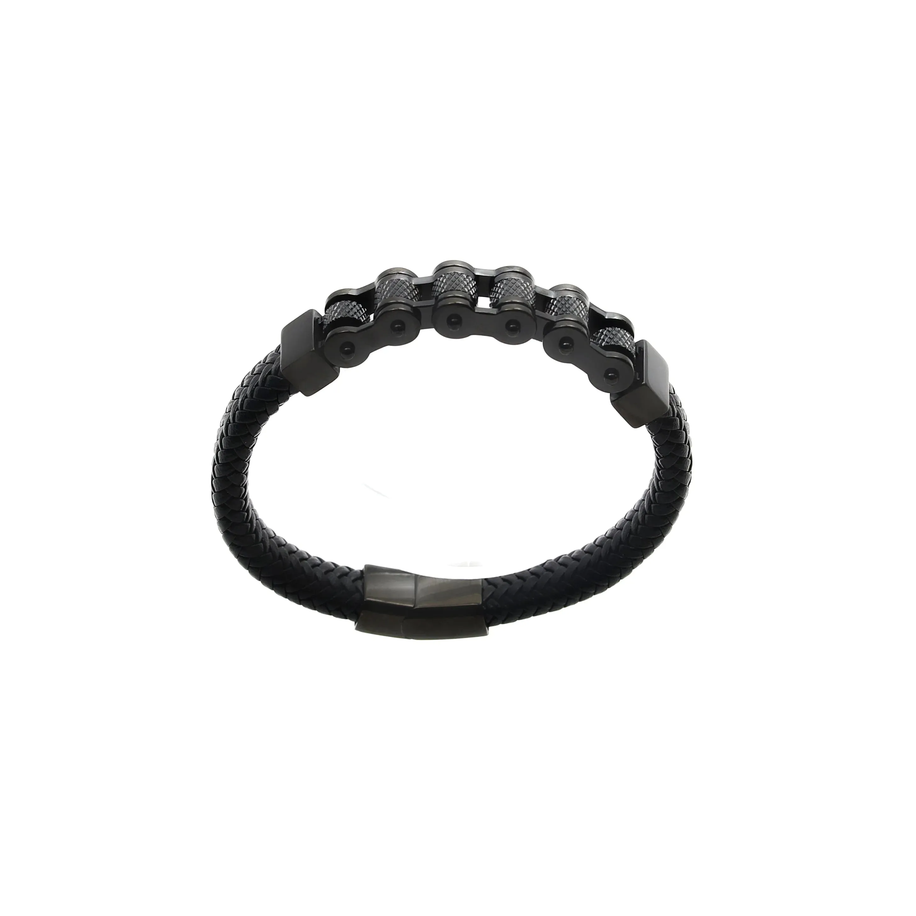 Federío Stainless Steel & Cowhide Motorcycle Chain Bracelet