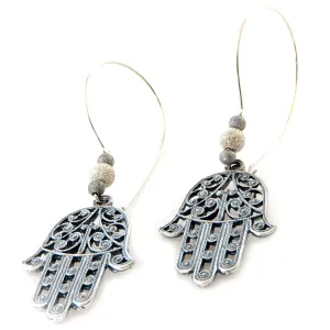 Filigree Hamsa Hand Hoop Earrings