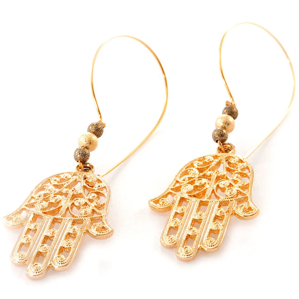 Filigree Hamsa Hand Hoop Earrings