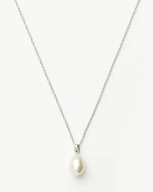 Fine Baroque Pearl Organic Pendant Necklace | 14k Solid White Gold/Pearl