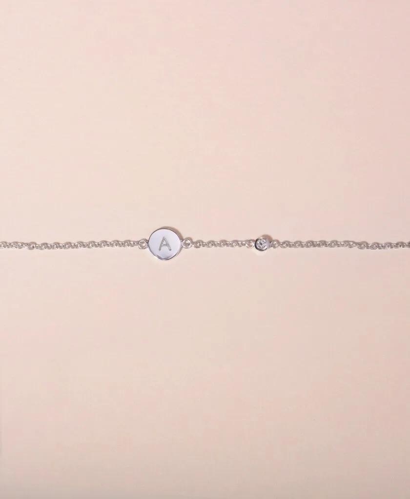 Galore Gepersonaliseerde Armband Circle & Diamond | Zilver Petite