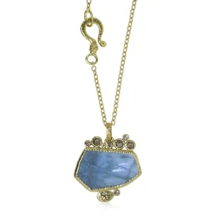 Geo-Organic Aquamarine Pendant with Diamonds