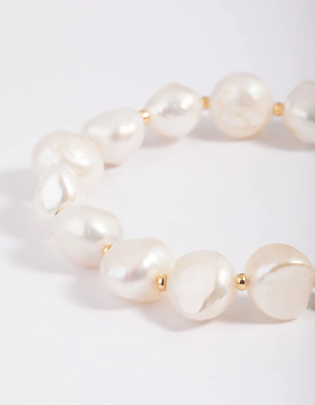 Gold Plated Freshwater Pearl Molten Fob Bracelet