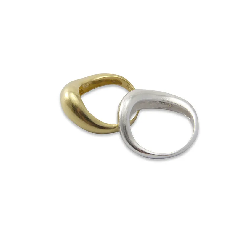 Gold Silver set of two sterling silver rings