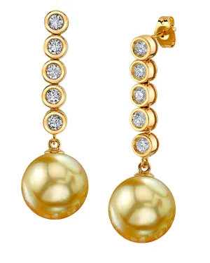 Golden South Sea Pearl & Diamond Circe Dangle Earrings