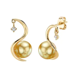 Golden South Sea Pearl & Diamond Nile Earrings