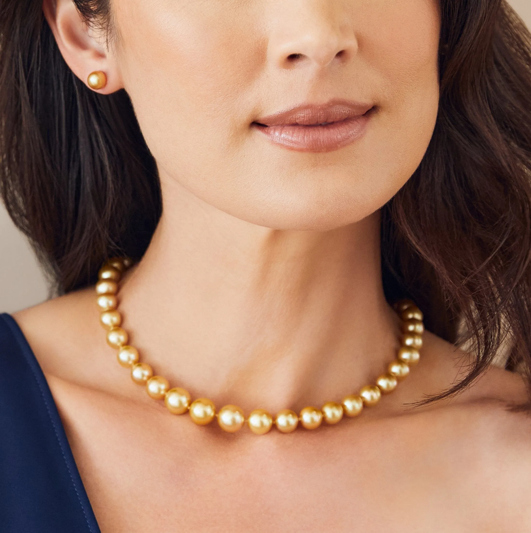 Golden South Sea Pearl Necklace, 14.0-16.0mm - AAAA Quality