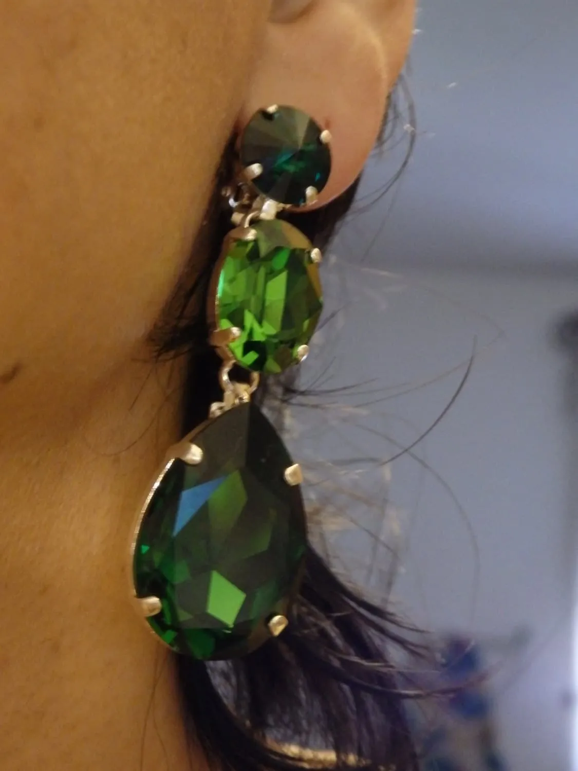 Green bridal earrings