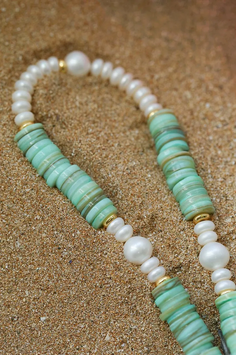 Green Shell Baroque Pearl Necklace